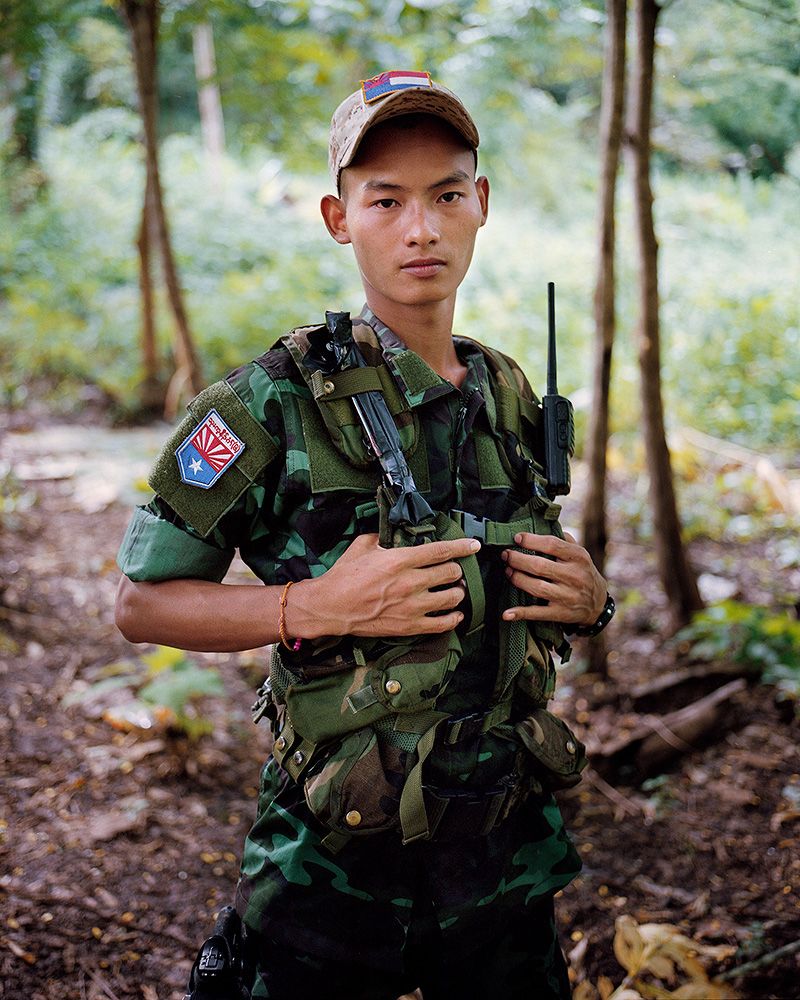 A young Myanmar soldier photographed outside. 