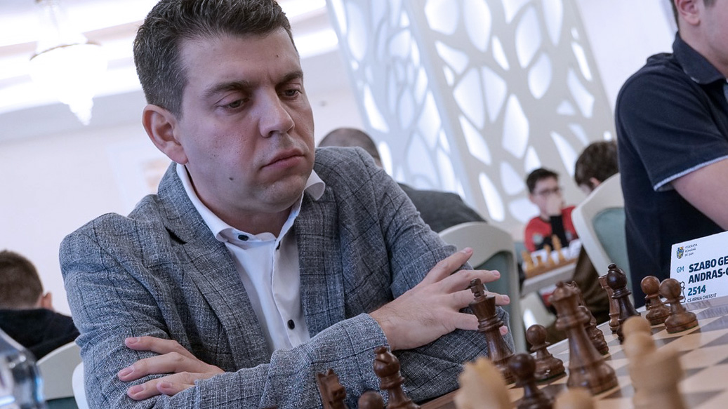 Photograph of Grandmaster Gergely Szabo competing at a recent chess tournament.