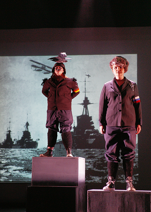 Performers on stage during the production of OH, WHAT A LOVELY WAR!