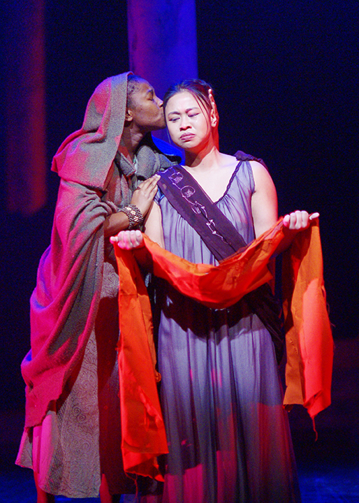 Performers on stage during the production of PORTIA'S JULIUS CAESAR